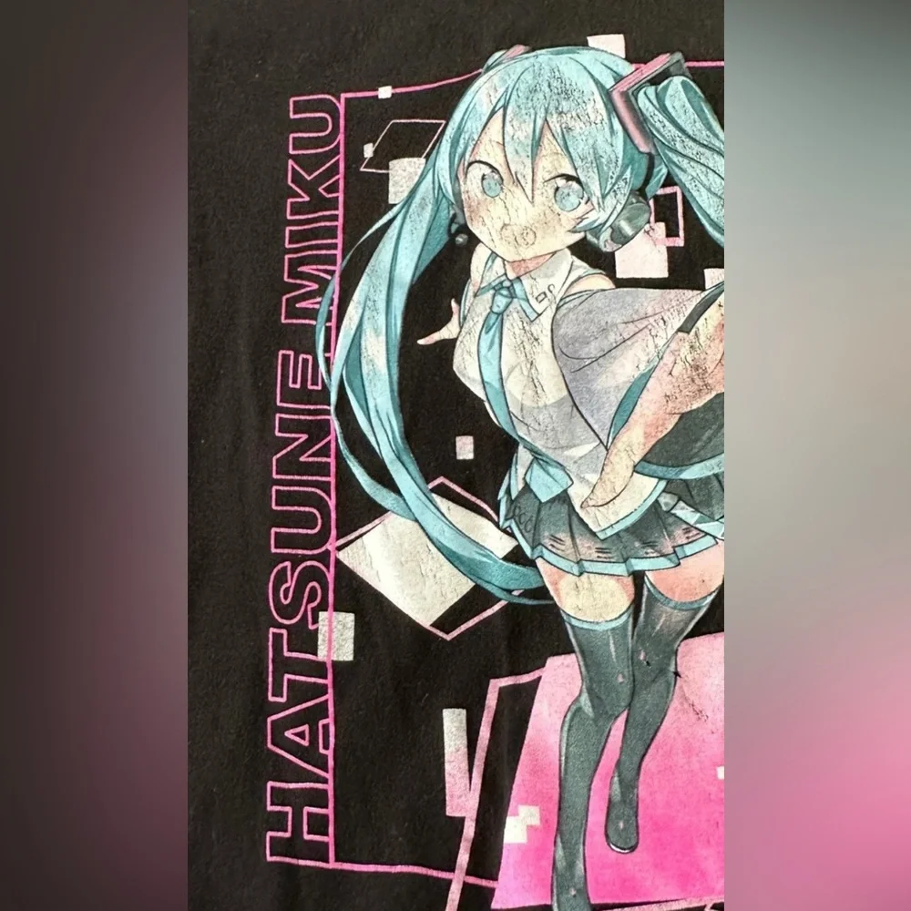 Hatsune Miku Grid Girls Black Short Sleeve T-Shirt size Large - Picture 10 of 10